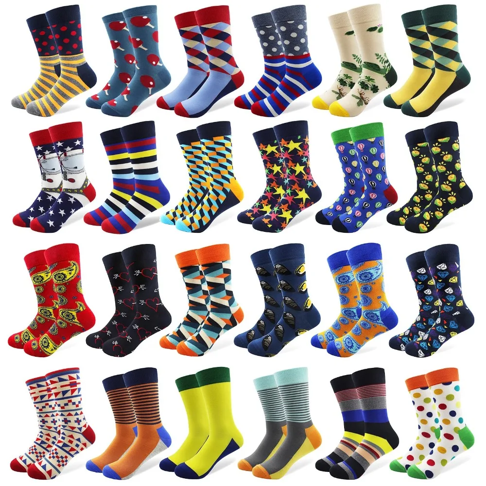 Combed Cotton Men Socks with Pattern Anchor Beard Crew Colored Funny Happy Socks Cool Man Sox Gift Long Harajuku