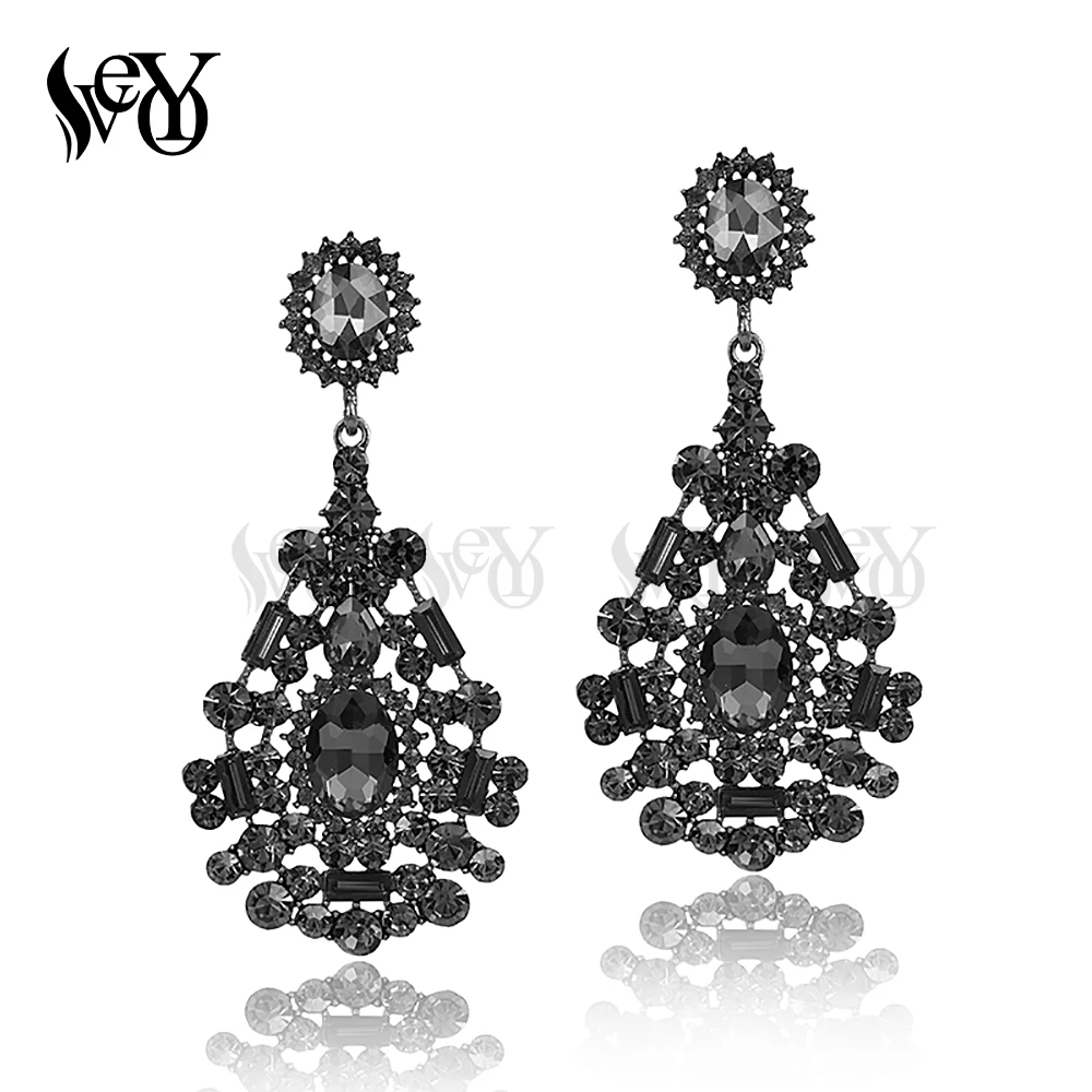 VEYO Classic Round Rhinestone Crystal Drop Earrings For Women Luxury Earrings High Quality