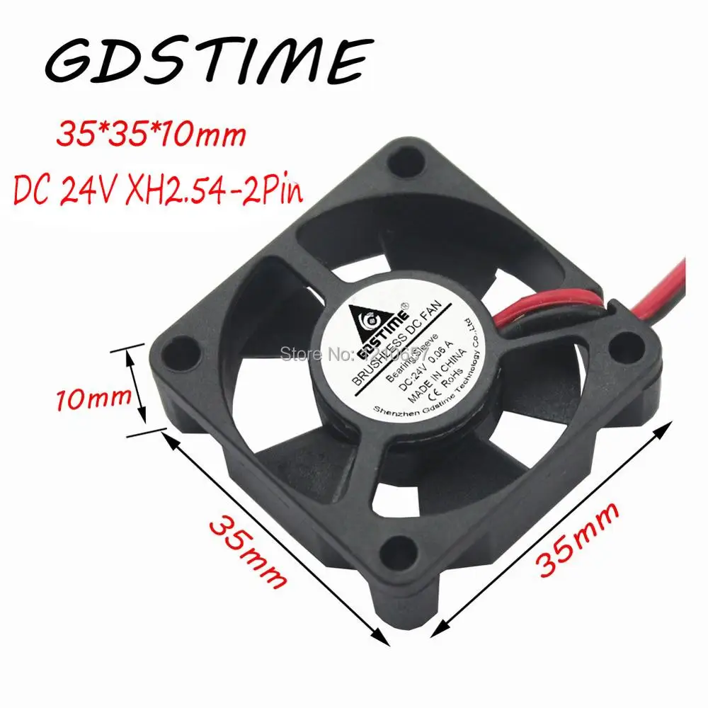 

2 PCS lot Gdstime 35x35x10mm 3510S 35mm DC 24V 2Pin Brushless Cooling Fan