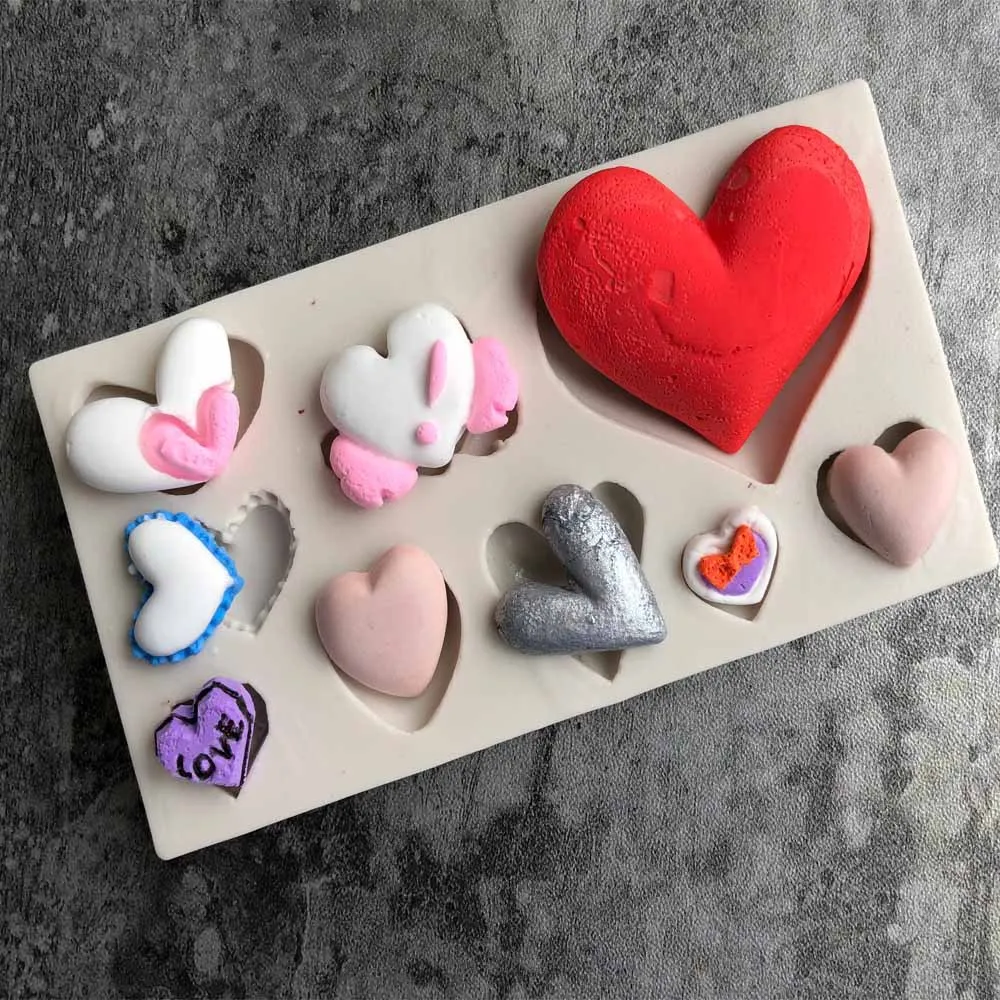 

Different Style Heart Silicone Molds Wedding Cupcake Fondant Cake Decorating Tools Gumpaste Chocolate Mold Soap Clay Moulds