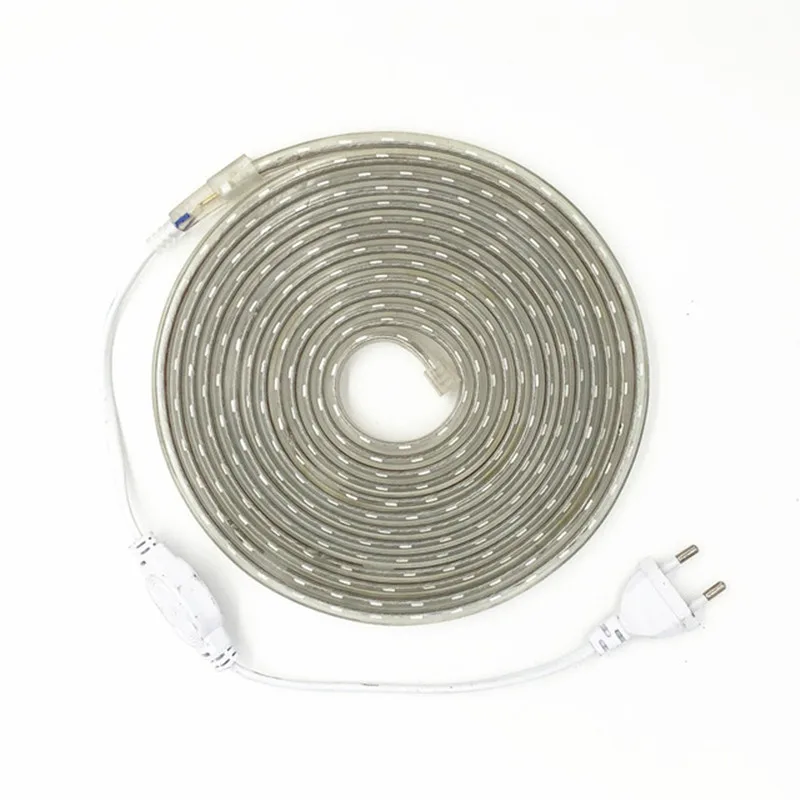 ECLH LED Strip Flexible light 60leds/m Waterproof led light SMD 5050 AC 220V +Power Plug 1M/2M/3M/4M/5M/6M/7M/8M/9M/10M/15M/20M