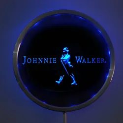 rs-a0082 Johnnie Walker LED Neon Round Signs 25cm/ 10 Inch - Bar Sign with RGB Multi-Color Remote Wireless Control Function