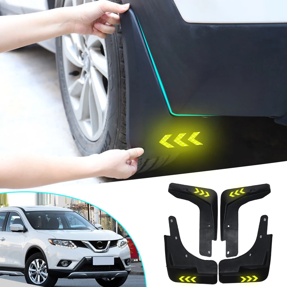 Car Mud Flaps Splash Guards For Fender Mudguards Reflective Warning Mudflaps Accessories For Nissan X-Trail T32 Rouge 2014-2019