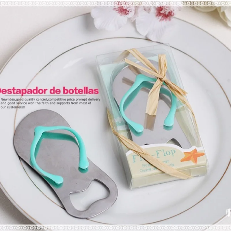 100pcs Creative Sandals Shoes Beer Bottle Opener Red Wine Openers Slipper Shaped Wedding Favor Gifts wa2727