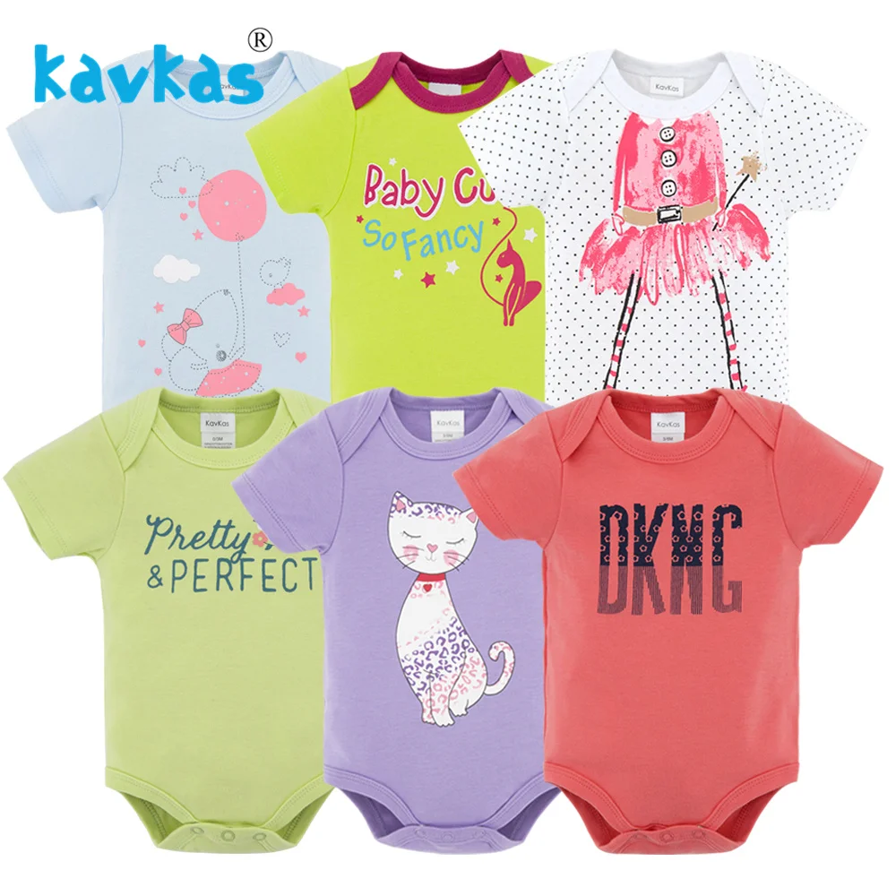 Kavkas Baby Girl Newborn Clothes Neonate Short Sleeve Recien Nacido 0-3 Months Infantile Menina 6pcs/Lot Baby Clothing