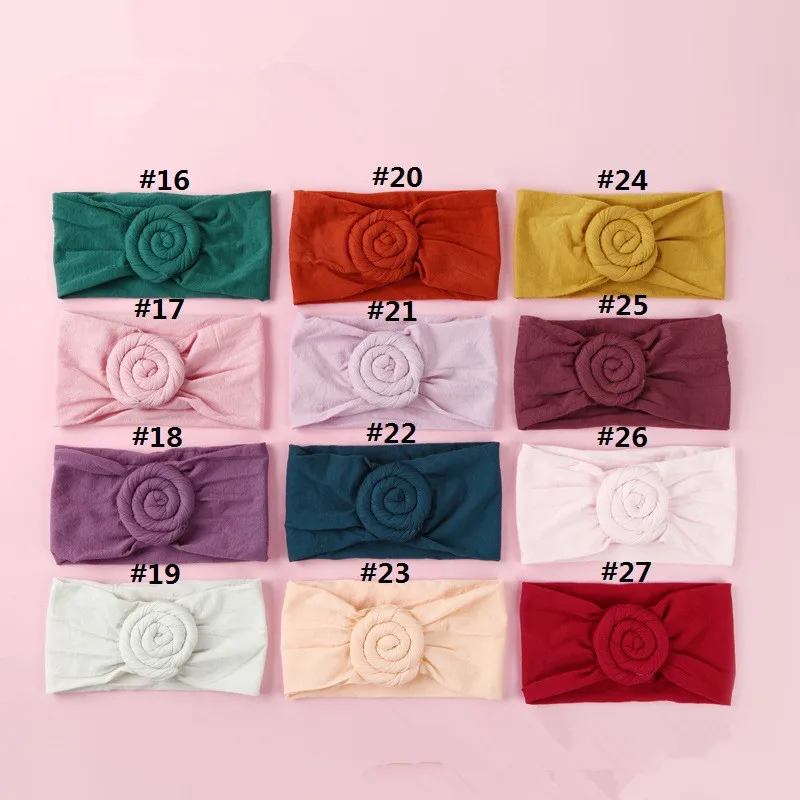 1pcs 27Colors Soft Children Nylon Headbands Stretchy wrinkle Head bands for Girls Cute headwear headwrap hair accessory