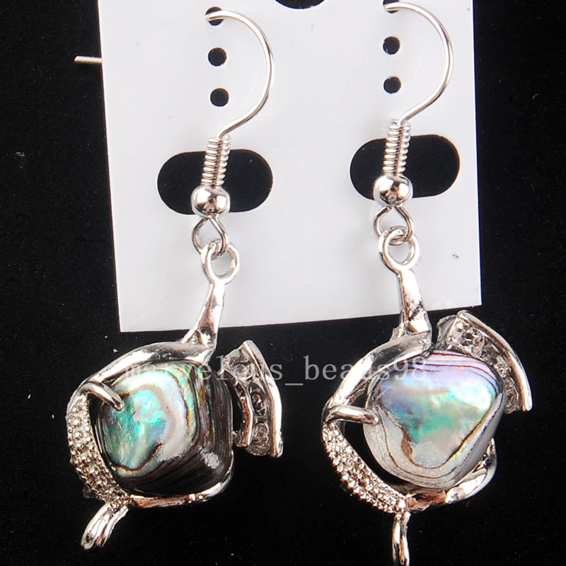 Fashion Jewelry 15x25mm New Zealand Abalone Shell Art Dangle Earring  MC4236