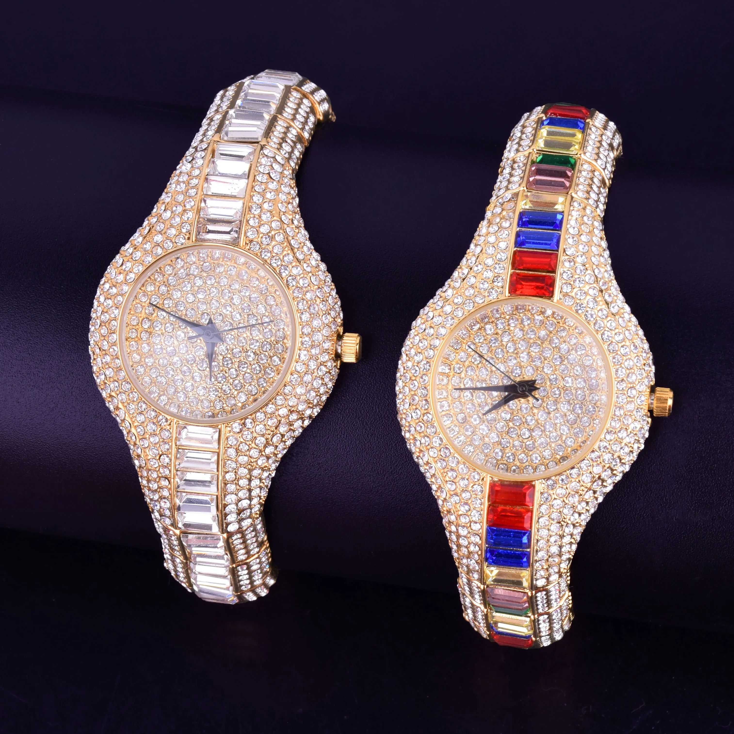 Women Watch Dial Military Quartz Clock Luxury Colorful Rhinestone Business Waterproof   21 cm