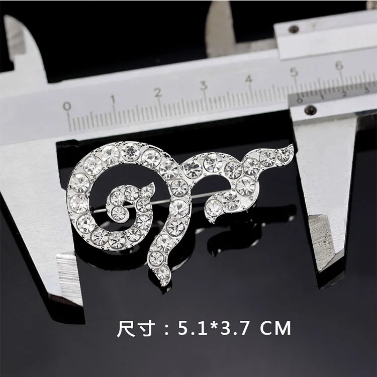 

Wholesale Thailand funeral memorial Crystal No 9 brooch,number 9 rhinestone ribbon Pin