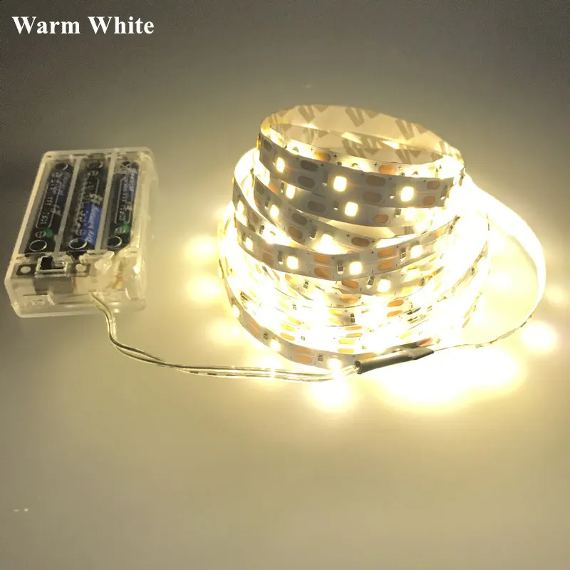 Tira de luces LED Flexible para decoración del hogar, cinta de luz de 5V, 2835, 5050, 60LED, alimentación por USB/caja de batería, luz de fondo de