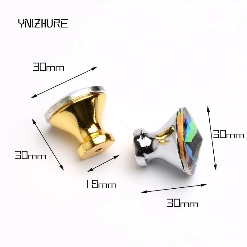 1pc 30mm Top Quality  Door Knobs Crystal Diamond Glass Shape Colorful Drawer Cupboard Wardrobe Cabinet Furniture Handle