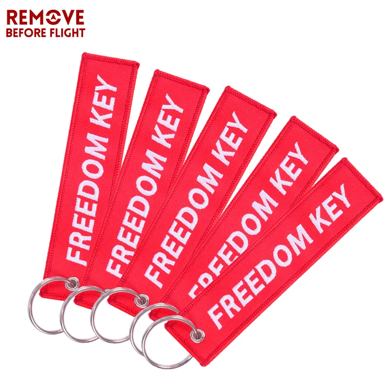 

5PCS Keychain Freedom Key Chains Freedom Key Chain for Cars Red Embroidery Motorcycle Key Ring Jewelry llavero Aviation Gift OEM