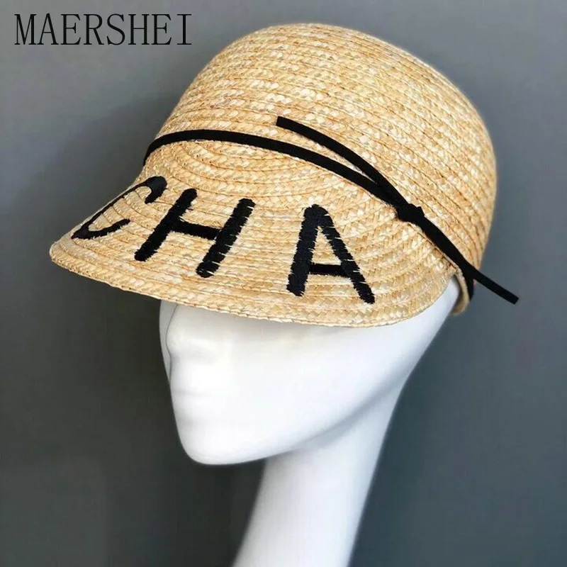 MAERSHEI Sun Hats for Women Equestrian Kentucky Derby Hats Visor Sobrero Straw Hat With Bow Summer Hat For Women Beach Cap