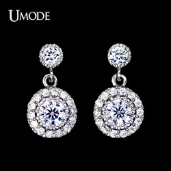 UMODE New Rhodium Color Stud Earrings with Top Quality Cubic Zirconia Women Earrings Free Drop Shipping UE0097