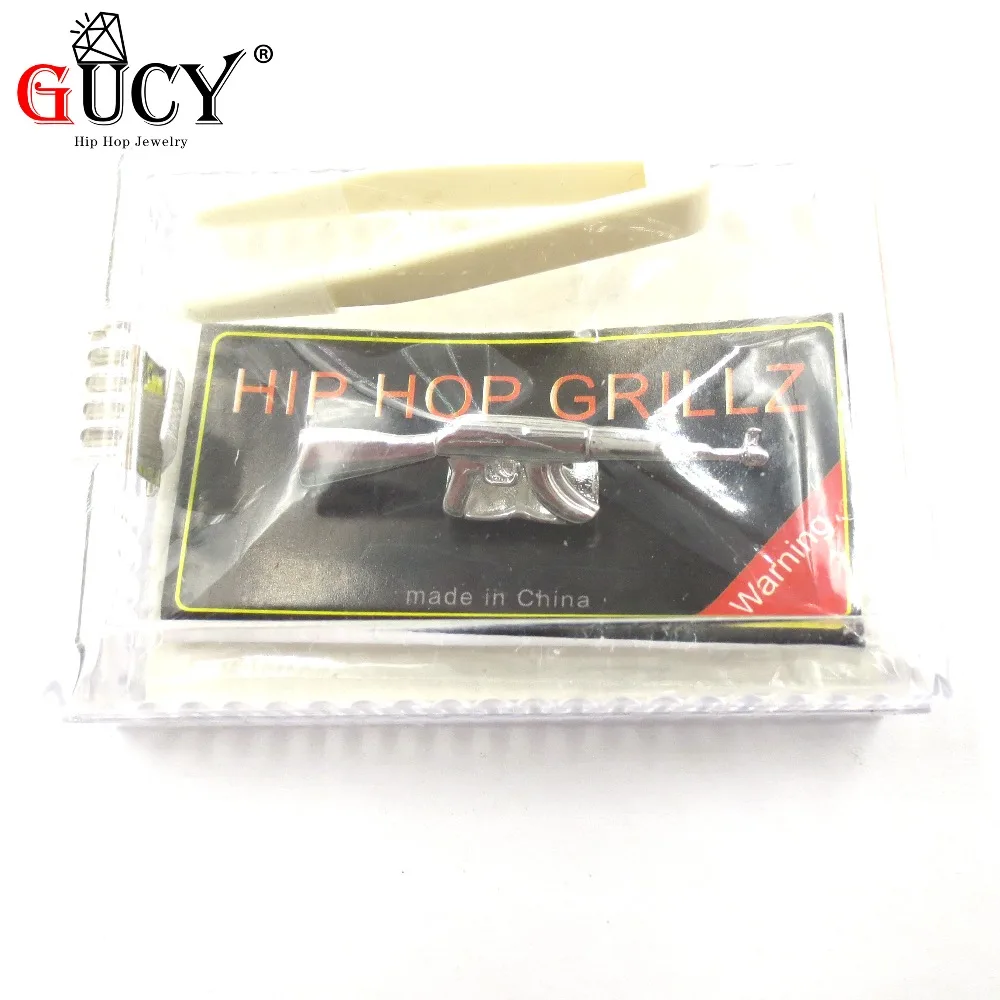 GUCY New Fit placcato Color oro Hip Hop ak 47 Rifle Grillz Cap Top Grills