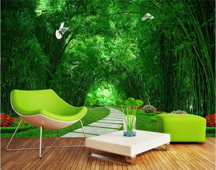 

papel de parede 3D wallpaper for walls 3 d TV backdrop large Poster Bamboo forest park shade wall papers home decor