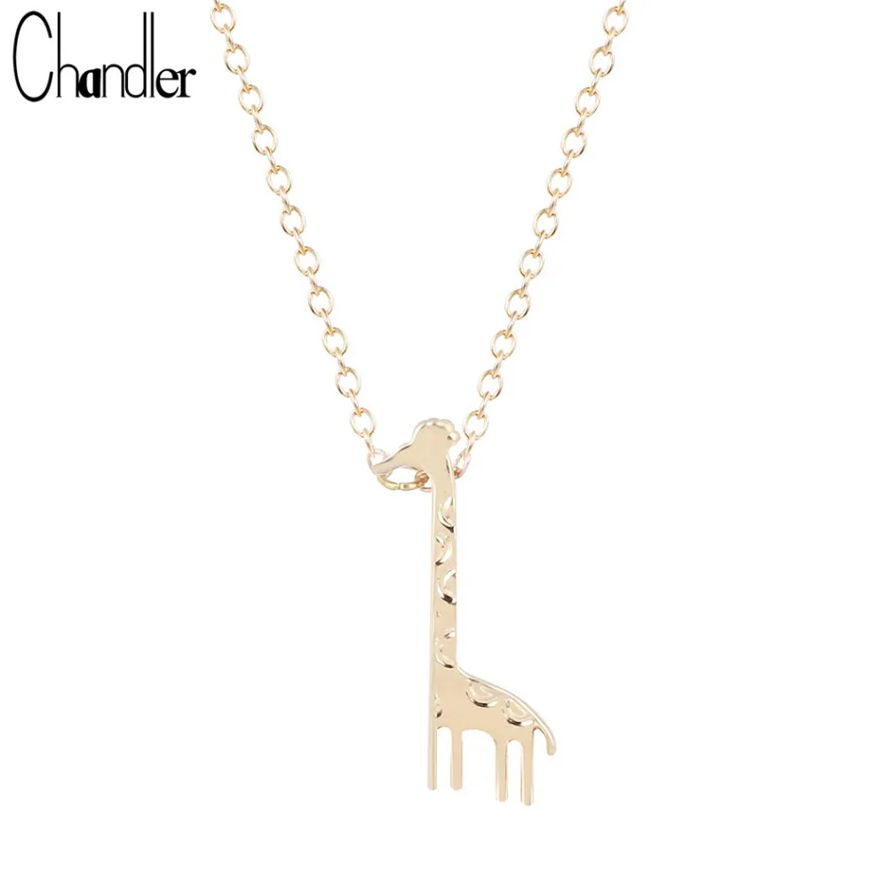 Chandler New  Gold Color Giraffe Pendant Necklaces For Women Girafe Animal Charm Body Colar Masculino Korean Homme Bijoux