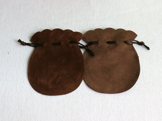 50 Pcs/lot 6x7cm Drawstring Double Sided Thickened Black/Brown Gourd Velvet Bags For Christmas Packing Gift Pouch