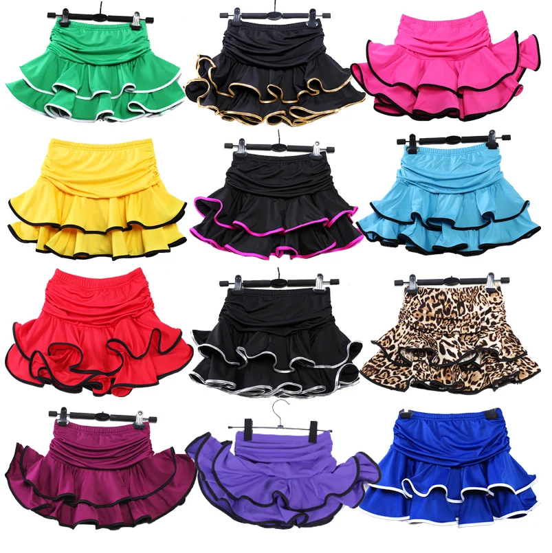 15 color latin cha-cha dance skirt for girls Children Ballet Tutu skirt Kids vestido Baby Party Petticoats Ball