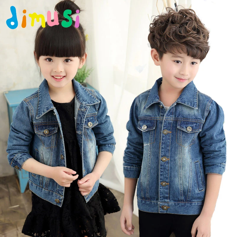 

DIMUSI boys Spring Denim jacket girls Autumn solid denim Coat cotton windbreak outwear children jacket kid Clothes BC202