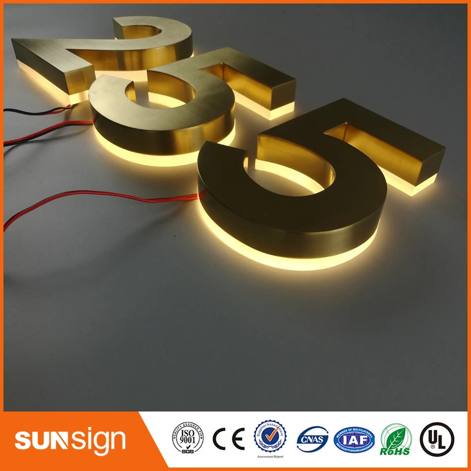 

H 30cm Backlit stainless steel shop front signs LED 3D illuminated letters signs for Advertising customized