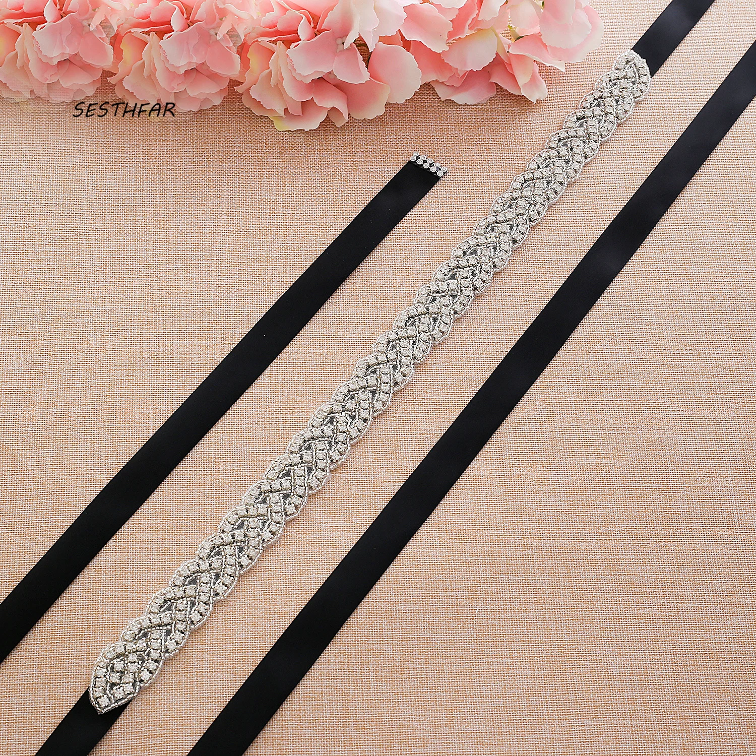 

SESTHFAR Rhinestones Bridal Belt Wedding Dress Belt Accessories Marriage Bridal Sashes Can Customize Any Size