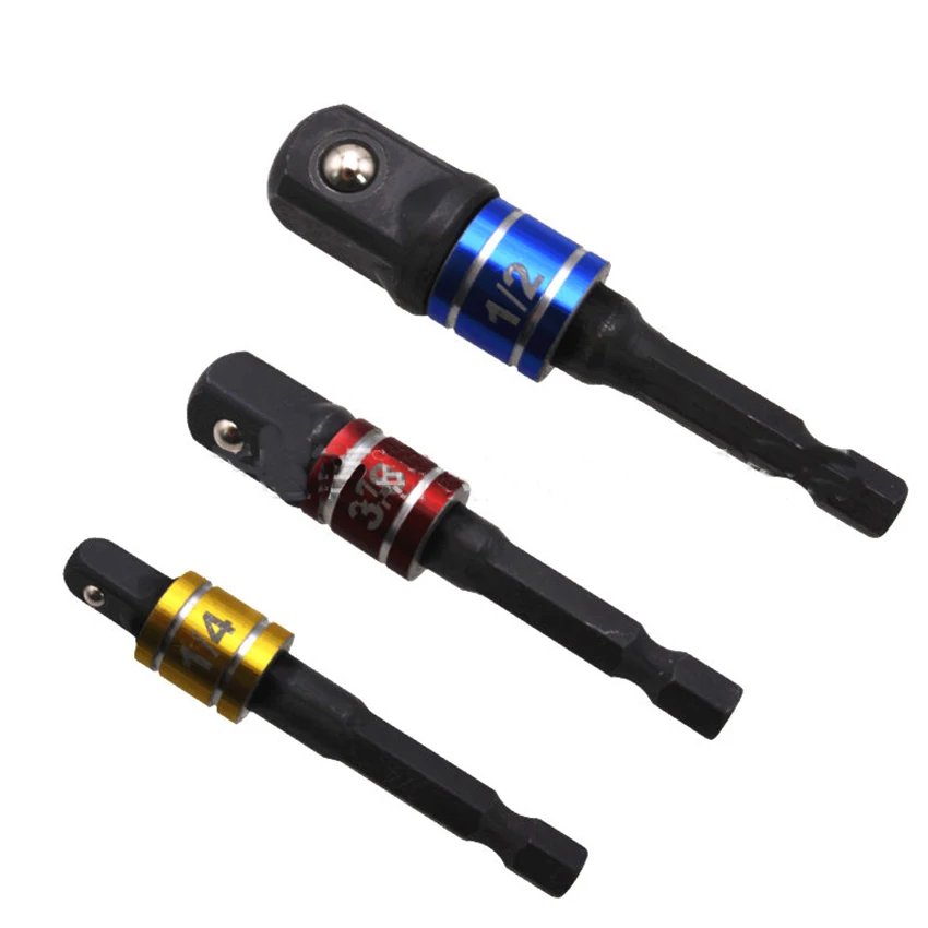 ドライバー用ドリルレンチ,3ピース/セット ",1/2",3/8 ",1/4",黒鋼