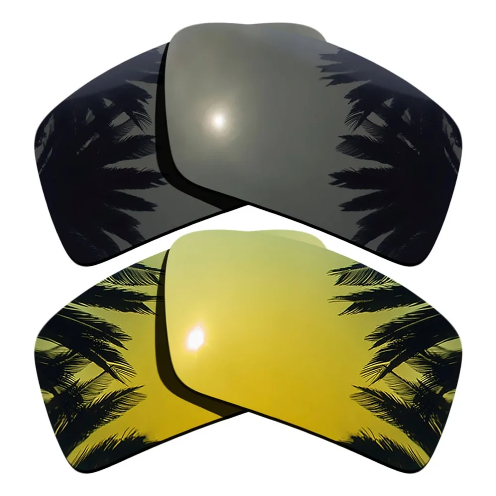 

(Black+24K Gold Mirrored Coating) 2-Pairs Polarized Replacement Lenses for Eyepatch 2 100% UVA & UVB Protection