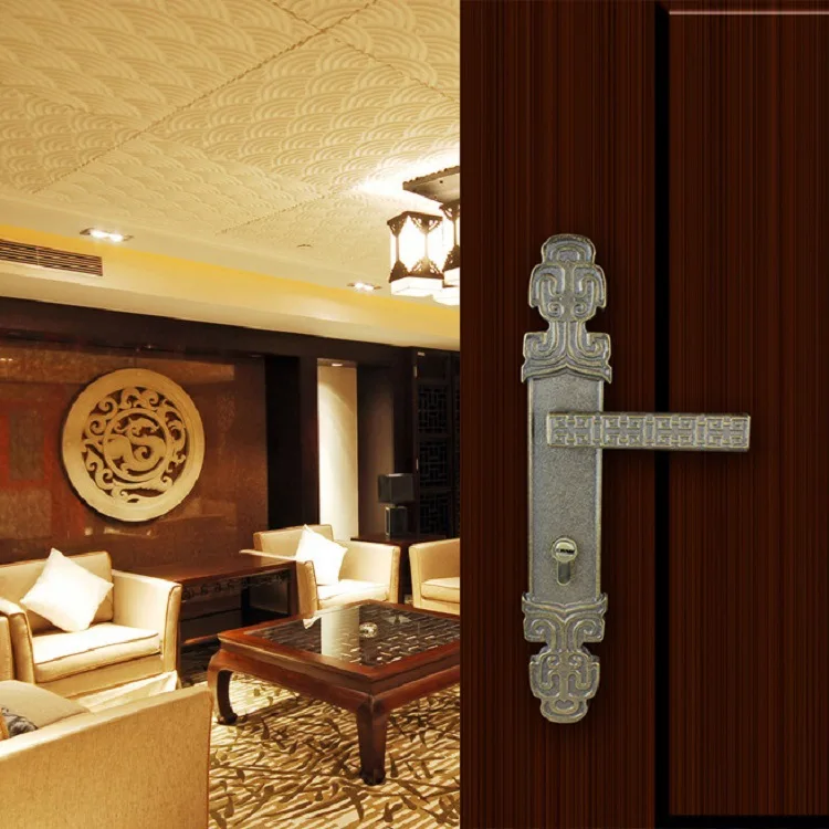 Suppliers Qin ancient Chinese style door elements retro copper door Villa door lock factory outlets