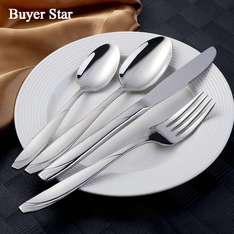 Flatware Set 5Pcs/ Gold European Dinnerware knife 304 Stainless Steel Western Golden Cutlery Kitchen Luxury Tableware Dinner Set