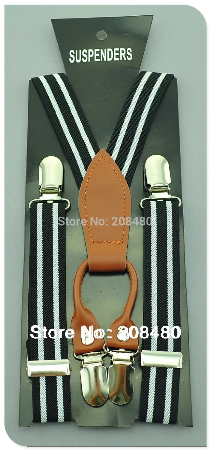 Hot 9 Designs Y-Genuine leather 2.5cm wide Kids Suspenders BOYS/GIRLS Suspender Elastic Braces 4 Good clips Suspenders