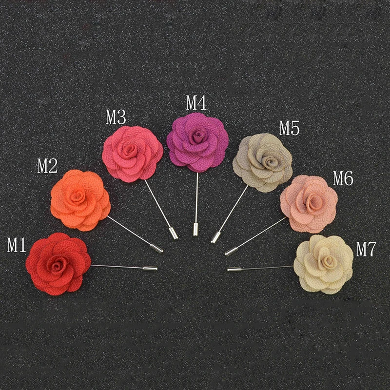 RBOCOTT Brooch Flower Men's Brooch Pins Vintage Brooches For Men Camellia Flower Lapel Pin Black Blue Red 19 Colors For Wedding