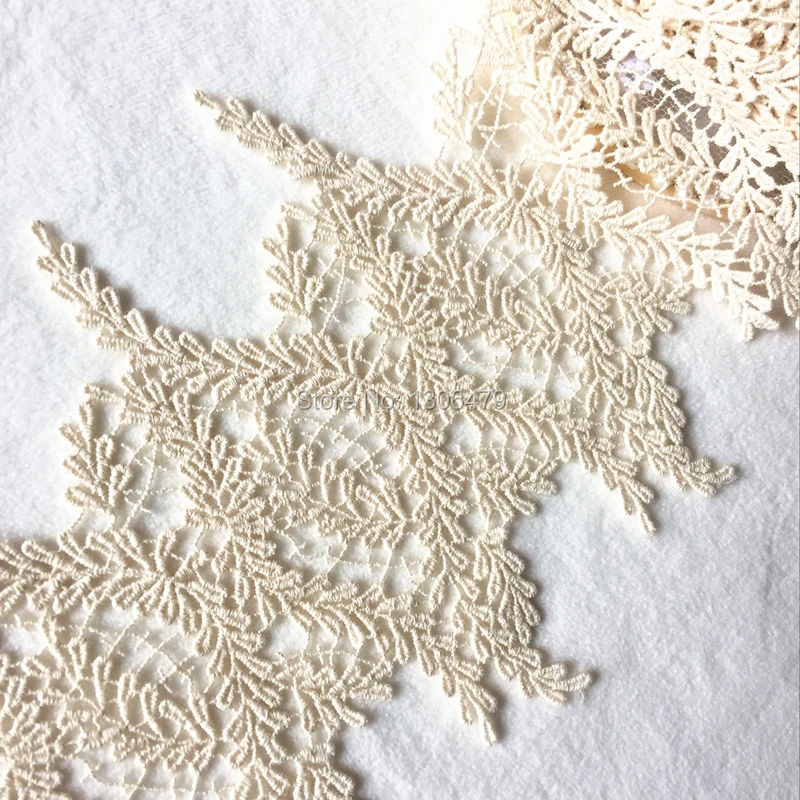 Wasserlöslicher Stickerei-Baumwollspitzenstoff, Beige und Weiß, DIY-Kleidungszubehör, 3 Yards, Breite 13 cm, RS1008 – Detail 5