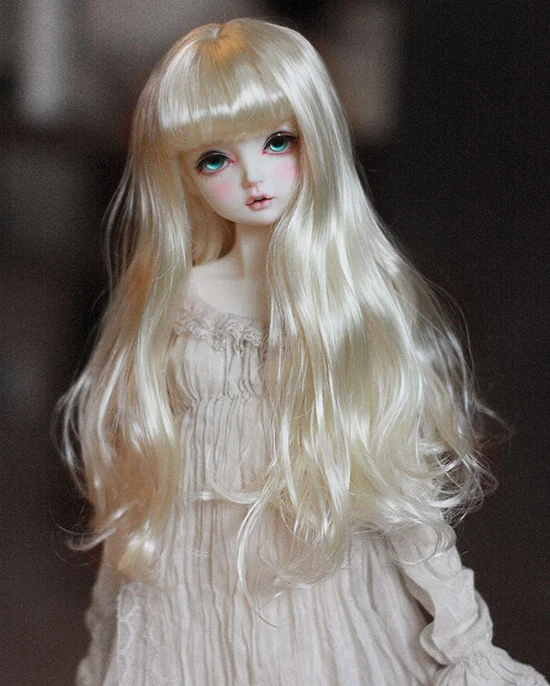 D01-P412 children handmade toy  1/4 1/6 Doll Accessories BJD/SD doll wig Milk gold silky air bangs long hair 1pcs