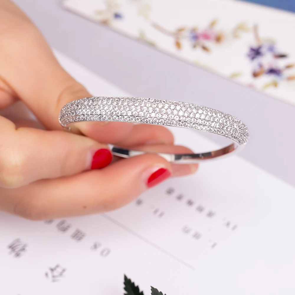 Luksusowa bransoletka malowanie pełny biały kamień bransoletki dla kobiet ślub symulowane biały diament złoty wypełniony zaręczyny accessaries — zdjęcie 5
