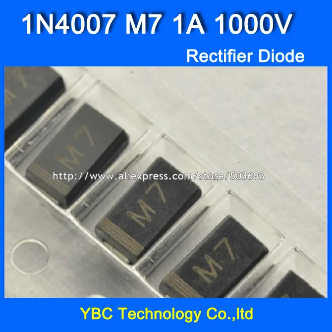 200pcs/lot 1N4007 M7 1A/1000V SMA Rectifier Diode