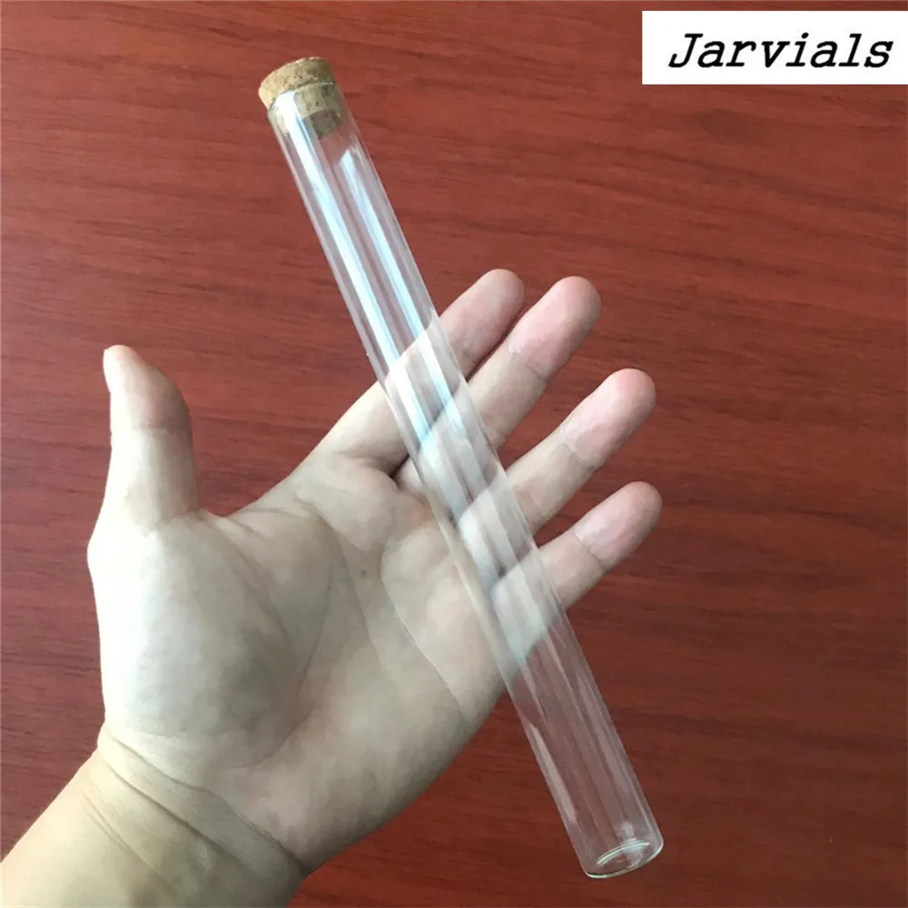 22*220mm 62ml Empty Glass Transparent Flat Base Bottles With Cork Stopper Long Glass Bottles Vials Stand Test Tube Jars 24pcs