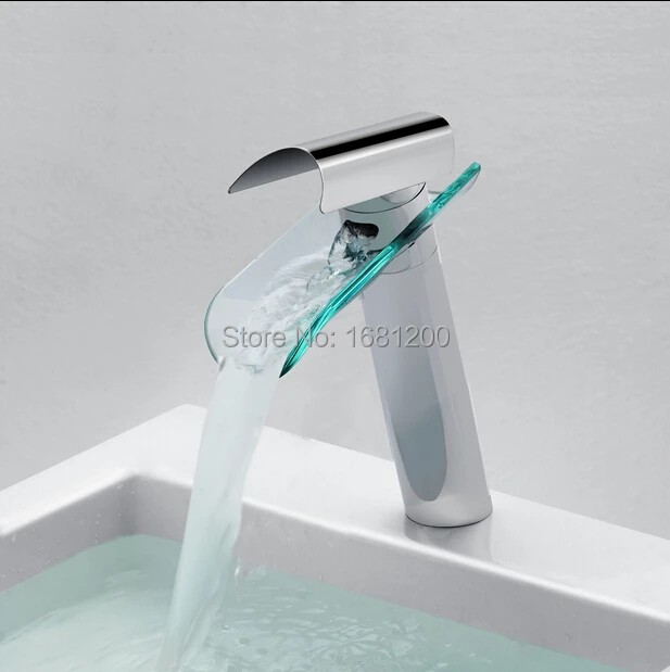 

Brand New Polished Basin sink waterfall Tap, single lever single hole Deck Mounted basin waterfall Mixer HJ-1104