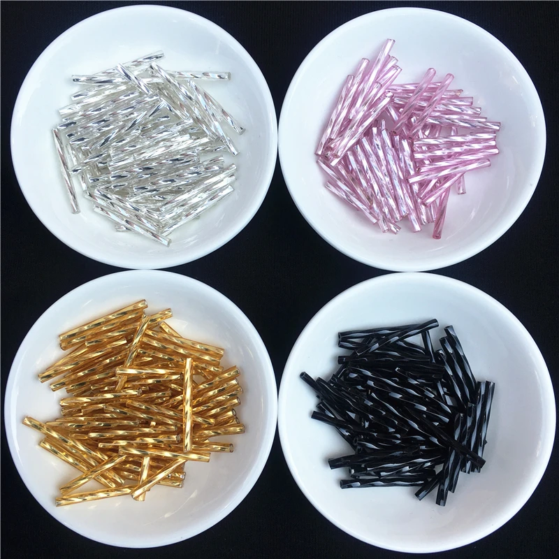 

36Pcs/Lot 2.5mm*25mm Czech Twist Bugles 0/8 Glass Tube Seed Beads for jewelry Making,Women Diy Garment Sewing Accessories