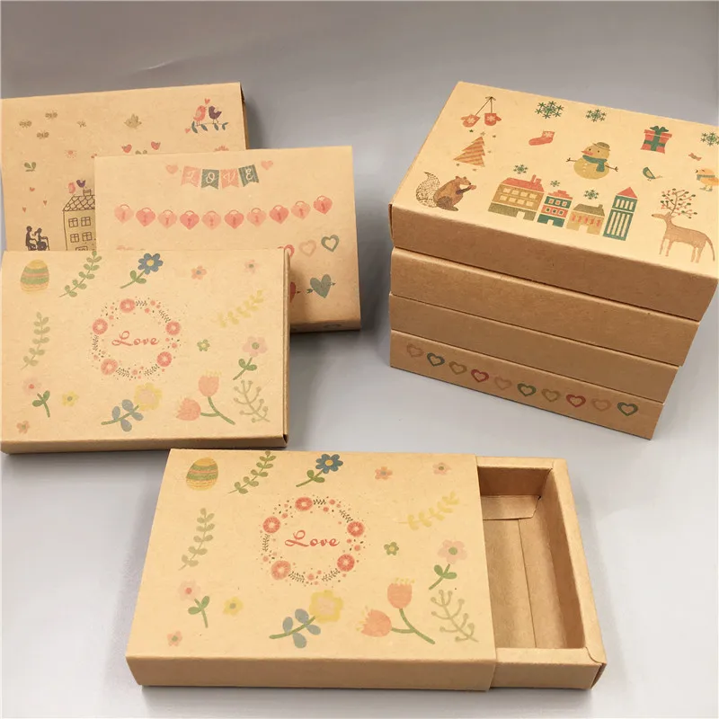 

12pcs Kraft Jewelry Packaging Drawer Paper Box Handmade Soap Display Gift Box Wedding Candy/Chocolate/Jewelry Storage Carton