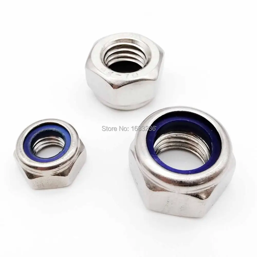 HZYUEGOU M2 M2.5 M3 M3.5 M4 M5 M6 M8 M10 M12 M16 304 A2-70 Edelstahl Sechskant-Nylon-Einsatz Selbstsichernde Mutter Nylock-Sicherungsmutter – Detail 4