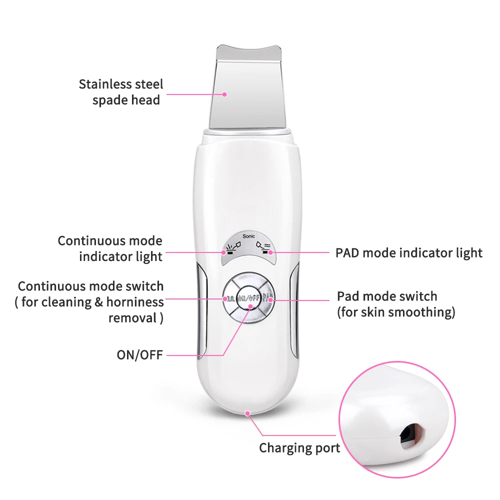 Beauty Star Ultrasonic Skin Scrubber Face Cleaner Deep Face Cleaning Pore Peeling Blackhead Removal Ultrasonic Skin Scrubber