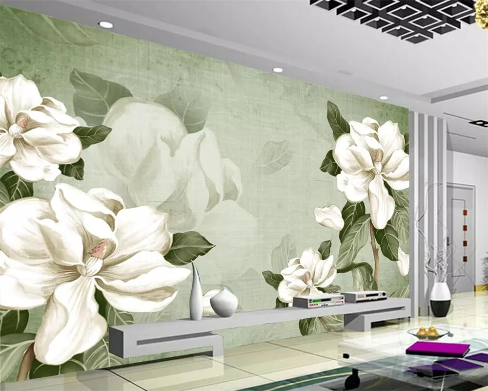 

Custom wallpaper European oil painting white large flower mural home decoration living room bedroom mural 3d wallpaper