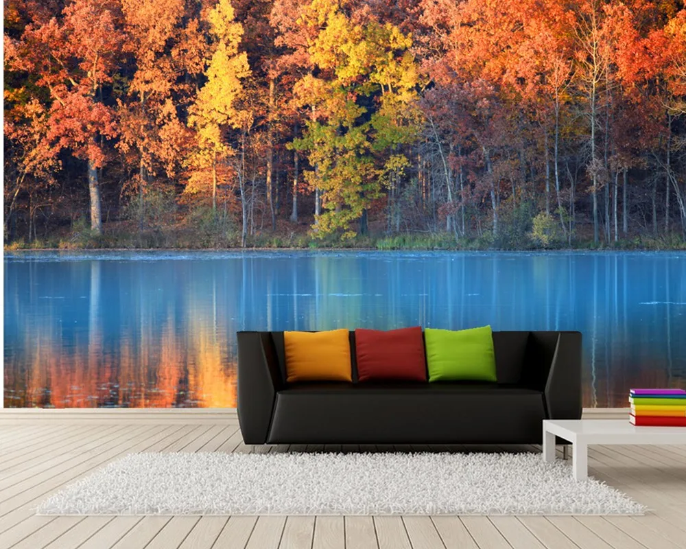 

Colorful autumn forest lake 3d wallpaper papel de parede,living room TV wall bedroom wall papers home decor restaurant mural