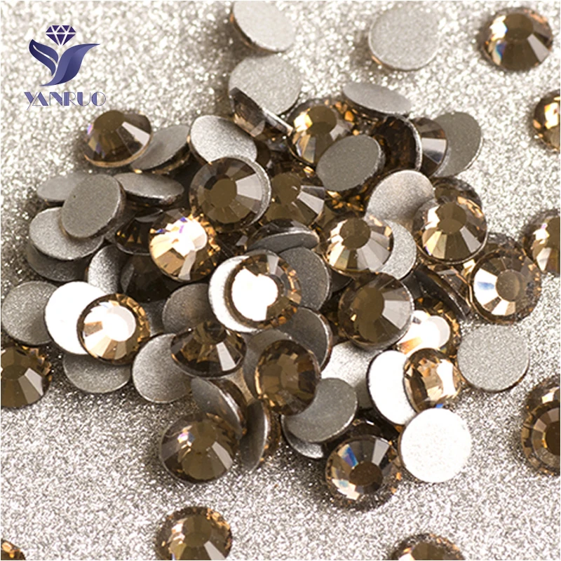 YANRUO 2058NoHF SS3-SS34 Smoked Topaz Flat Back Non Hotfix DIY Strass Crystal Nail Art Rhinestone For Shoes