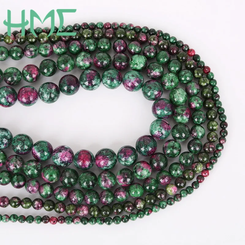 Cheap 4 6 8 10 12mm Epidote Zoisite Red Green Faceted Gem Natural Stone Beads for DIY Bracelet Necklace Earrings Jewelry Making