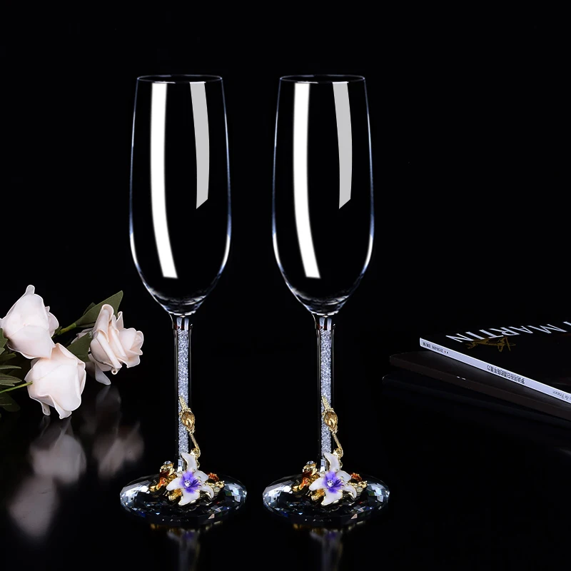 2pc Wedding Glasses Personalized Champagne Flutes Crystalline Party Gift Toasting Glass Goblet Crystal Engrave Anniversary