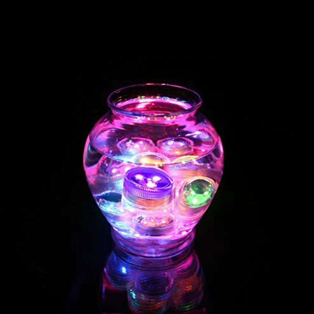 Mini Submersible LED Lights with Remote Control Small Waterproof RGB Multicolor Underwater Tea Candles 1.5 Inch Flameless Accent