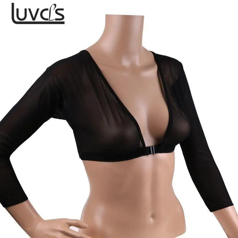 T-shirt à manches longues en maille pour femme, bouton avant, manches à fond, couverture de bras, initié, noir, blanc, mode, 1 pièce