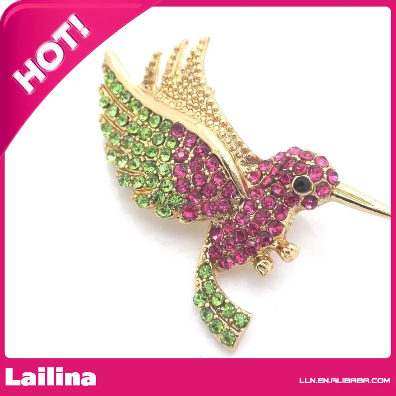 Unique Hummingbird Crystal Brooch Bird Pin 1.25